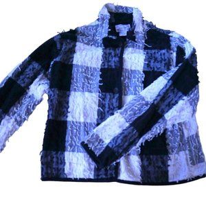 Carrie Allen Women's Vintage Black/White Fringe Jacket Size Medium 100% Cotton